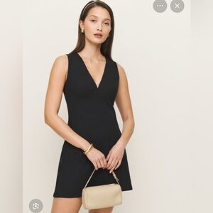 Reformation Bowie Black V-Neck Mini Dress NWT XS